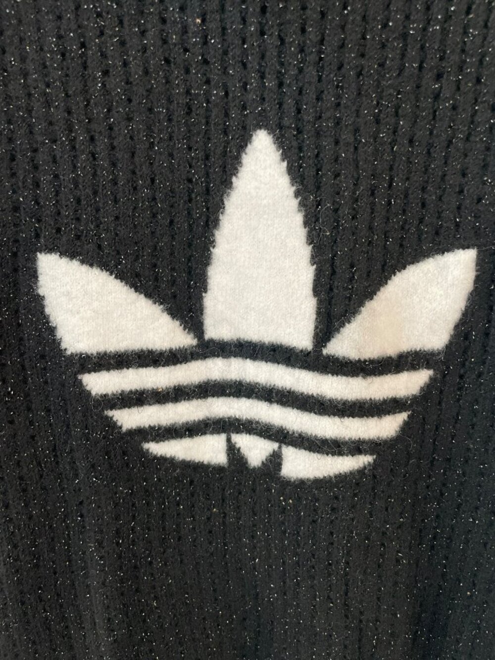 Adidas Lurex Knit Crew Sweater Black Trefoil Logo Women's Size Large MSRP$85NWT - Picture 2 of 8